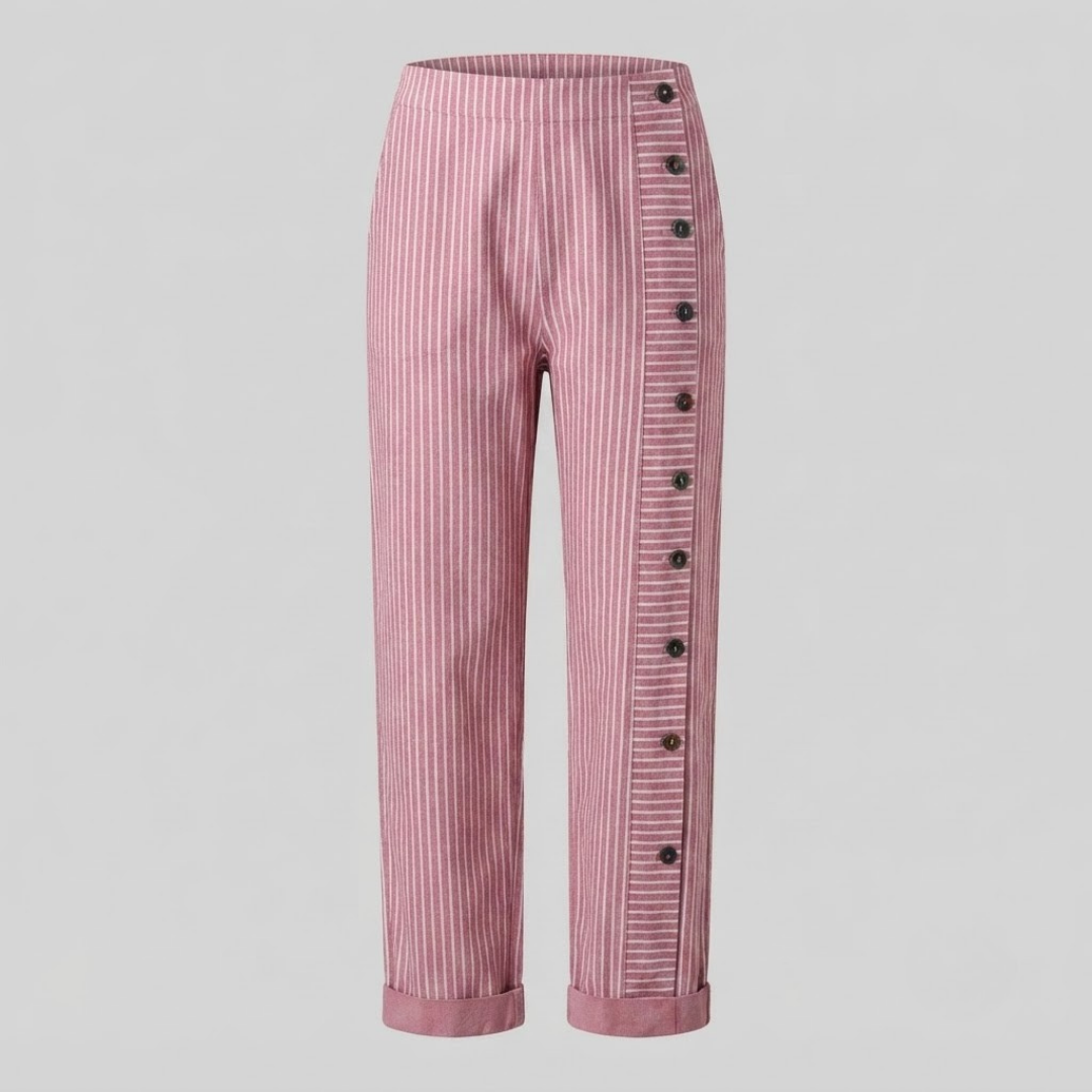 INAYA | Striped pants with side buttons