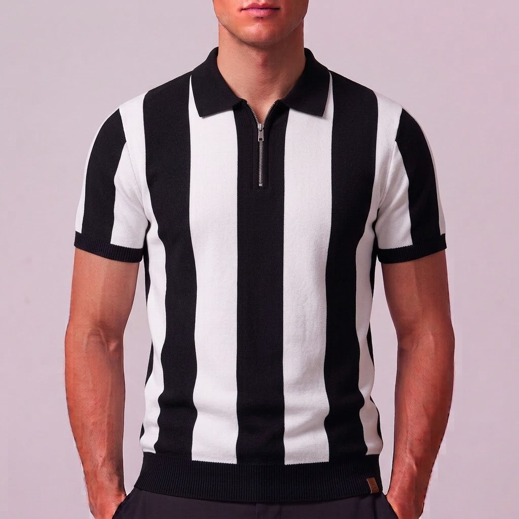 ASHTON | Zip polo with contrast knit