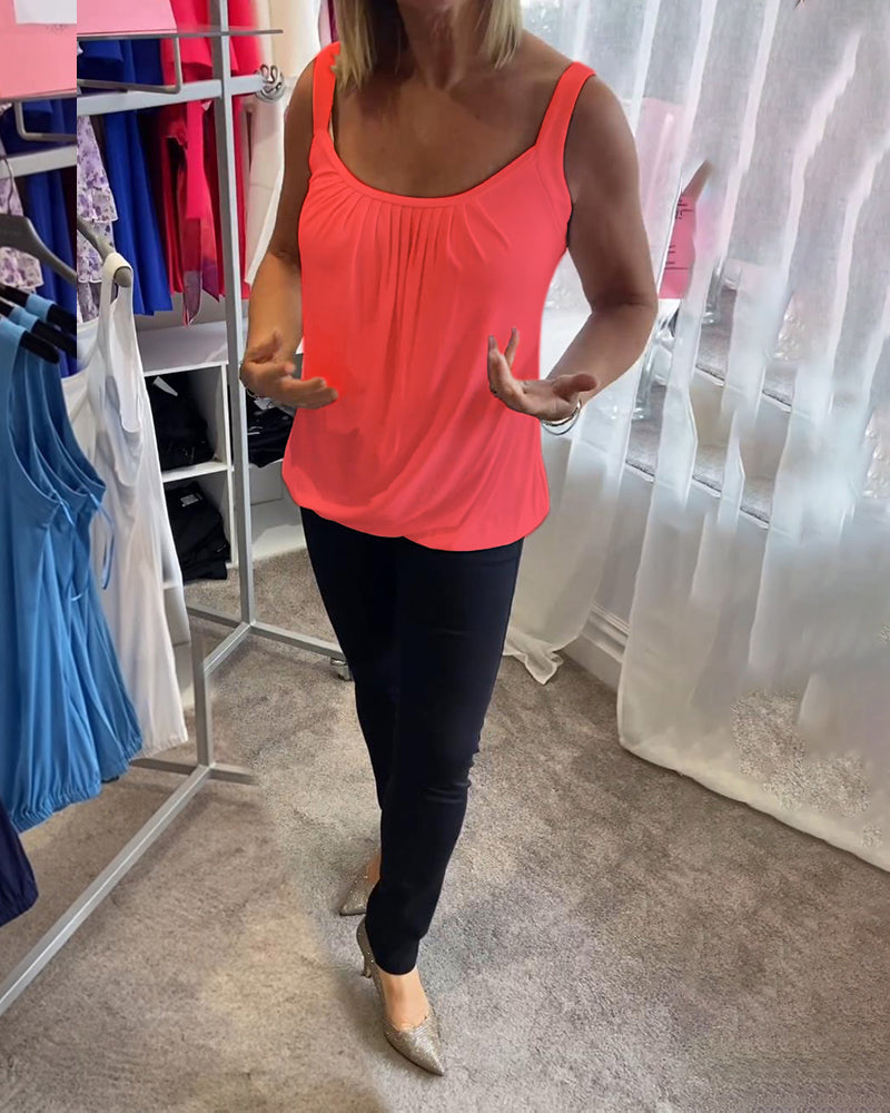 HANNAH | Sleeveless top with pleated neckline