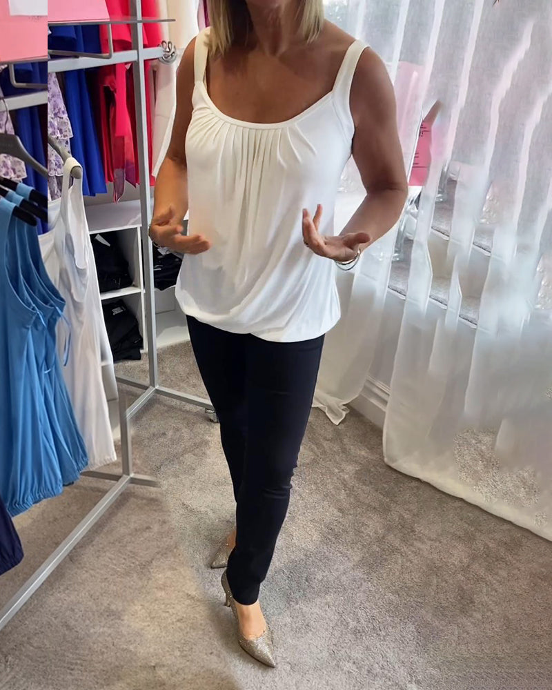 HANNAH | Sleeveless top with pleated neckline