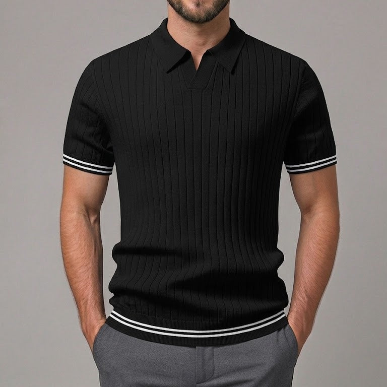 EZRA | Knit polo with Johnny collar