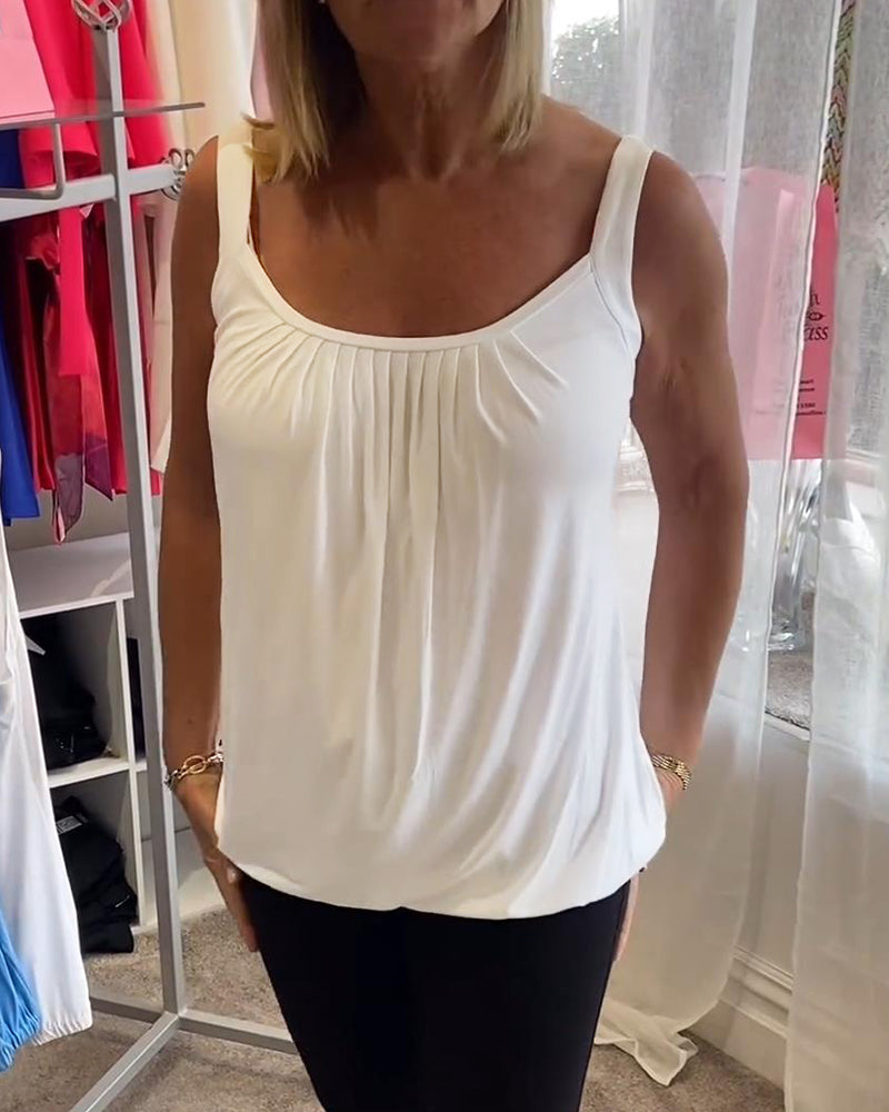 HANNAH | Sleeveless top with pleated neckline
