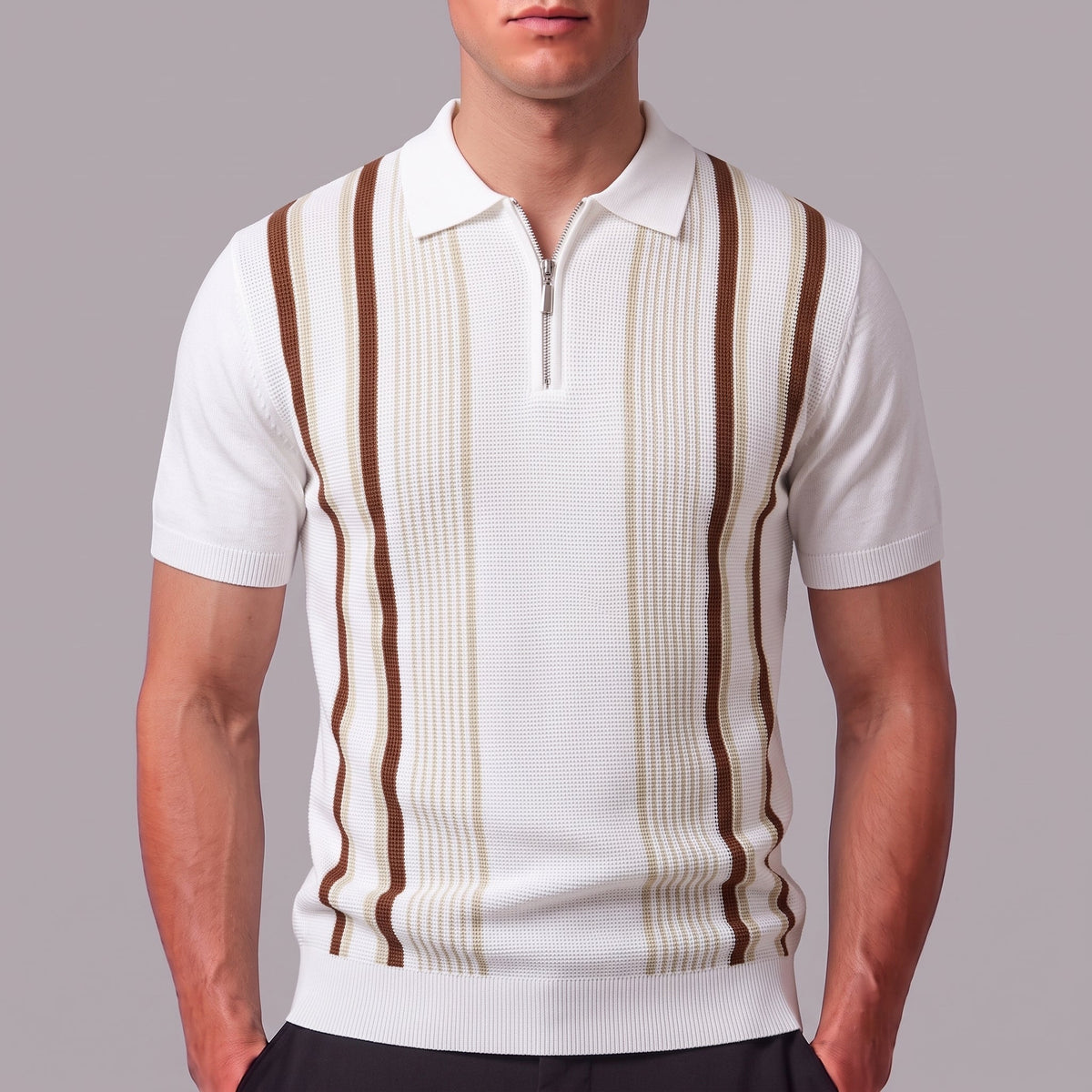 ETHAN | Knit polo with quarter-zip