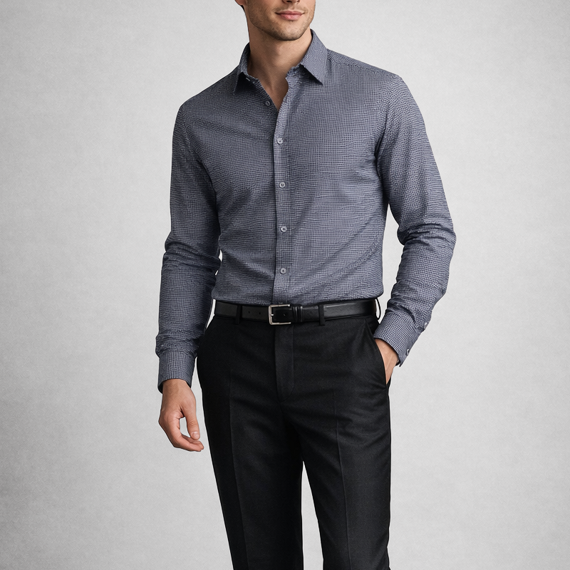 OLIVER | Shirt with micro houndstooth pattern