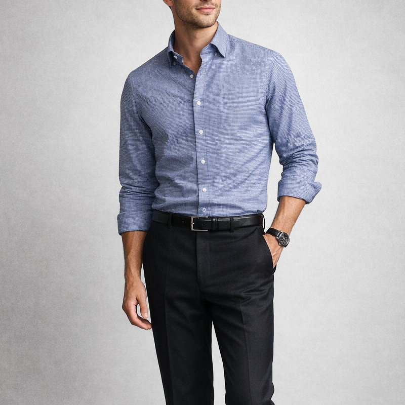OLIVER | Shirt with micro houndstooth pattern