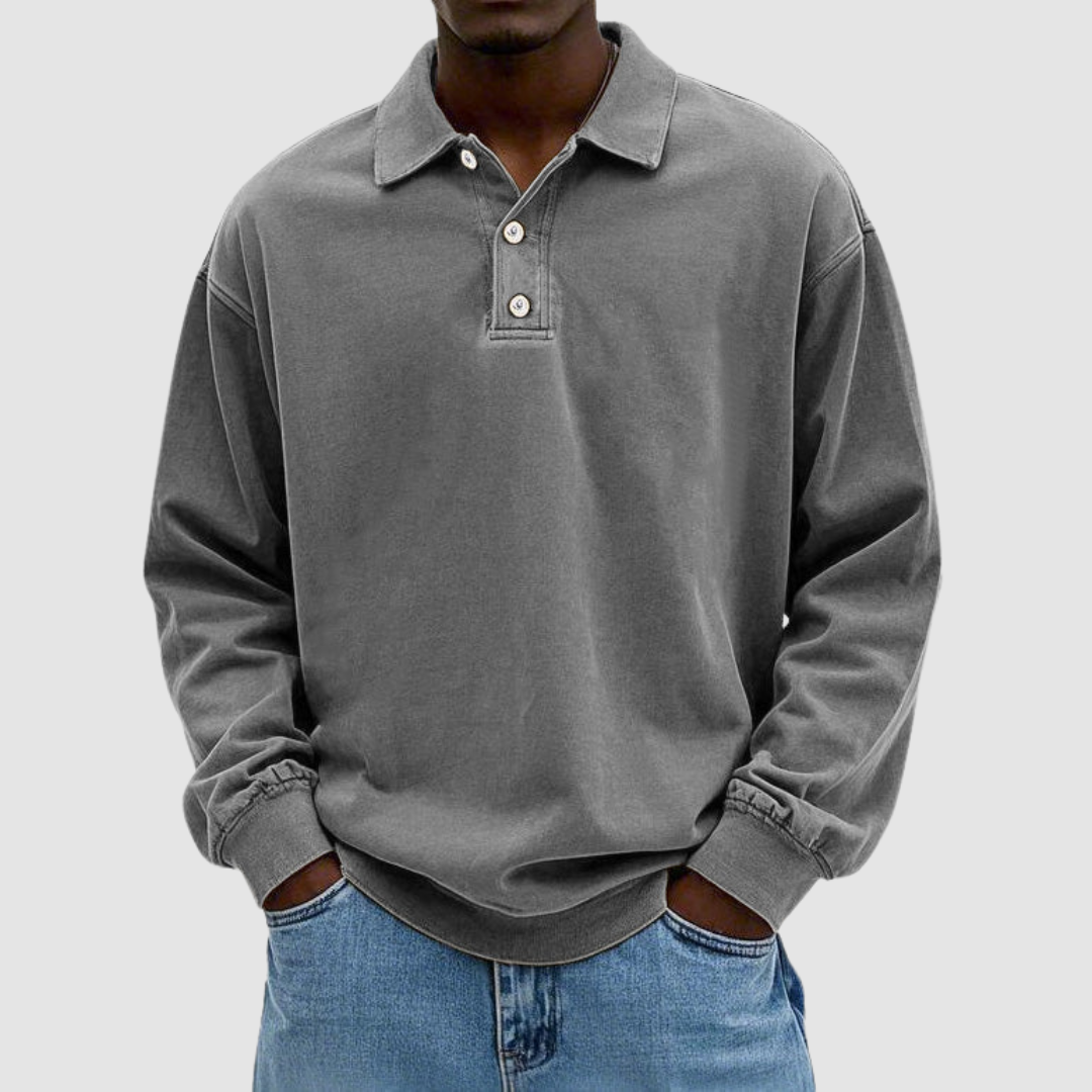 OLIVER | Long sleeve polo with vintage collar