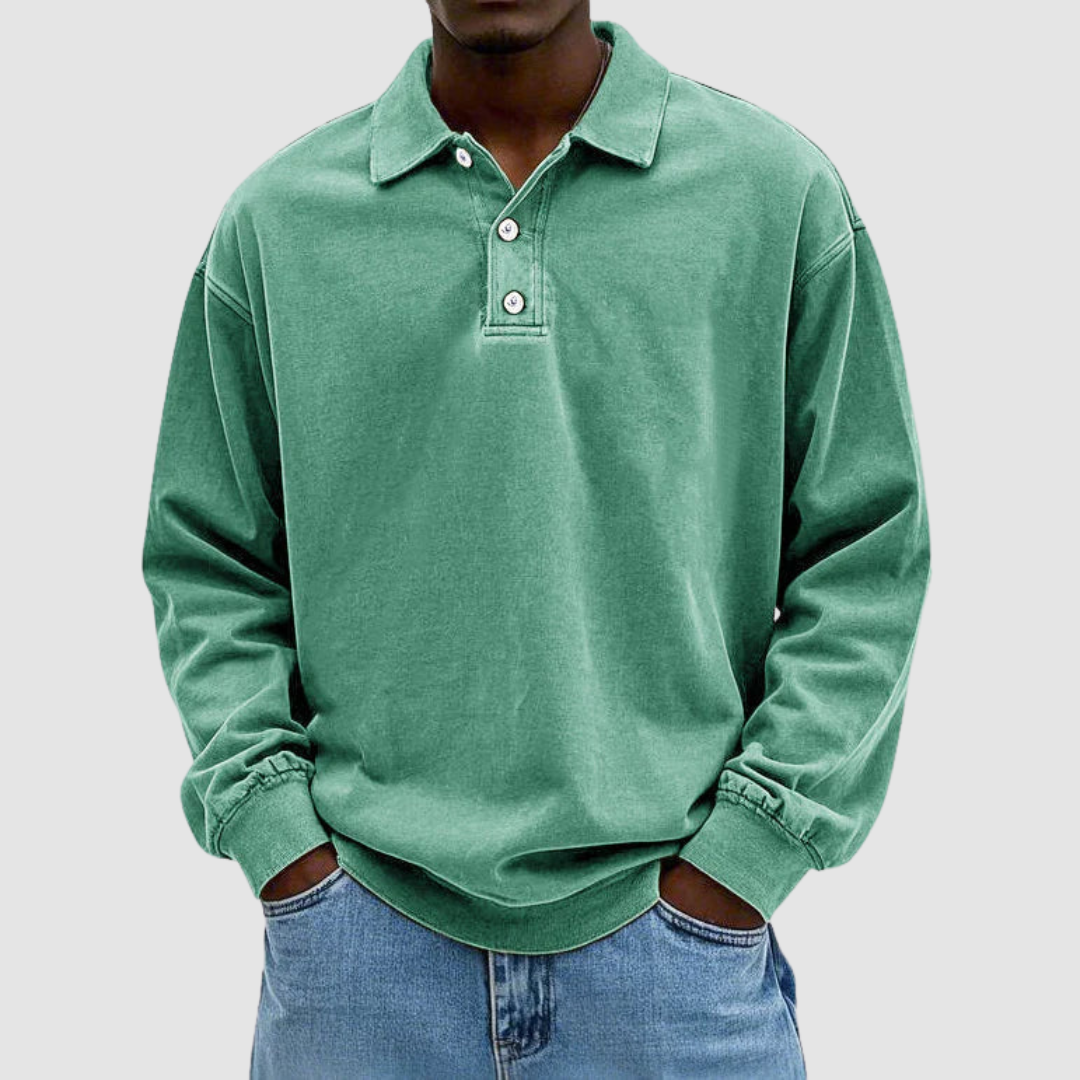 OLIVER | Long sleeve polo with vintage collar