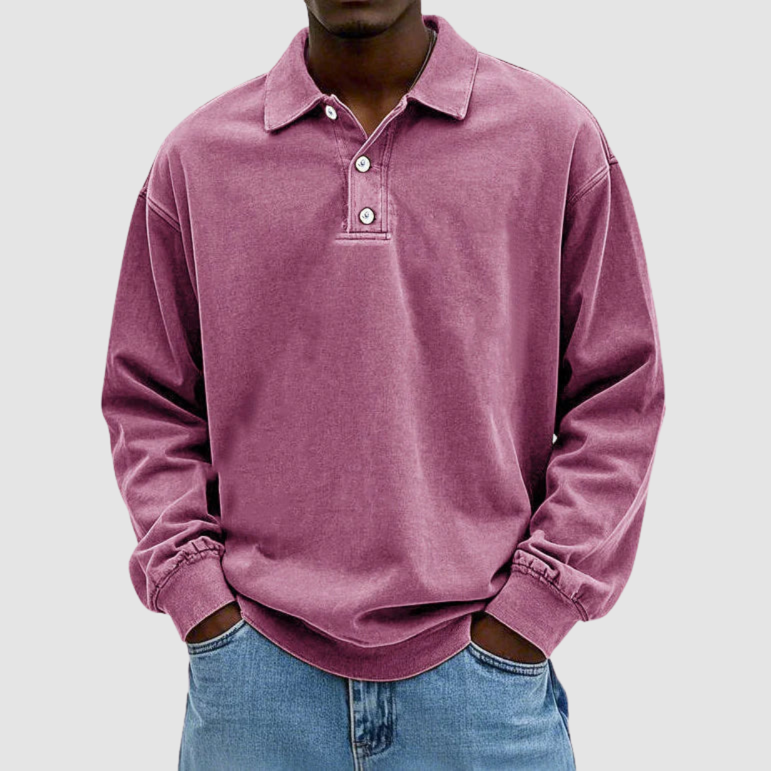 OLIVER | Long sleeve polo with vintage collar