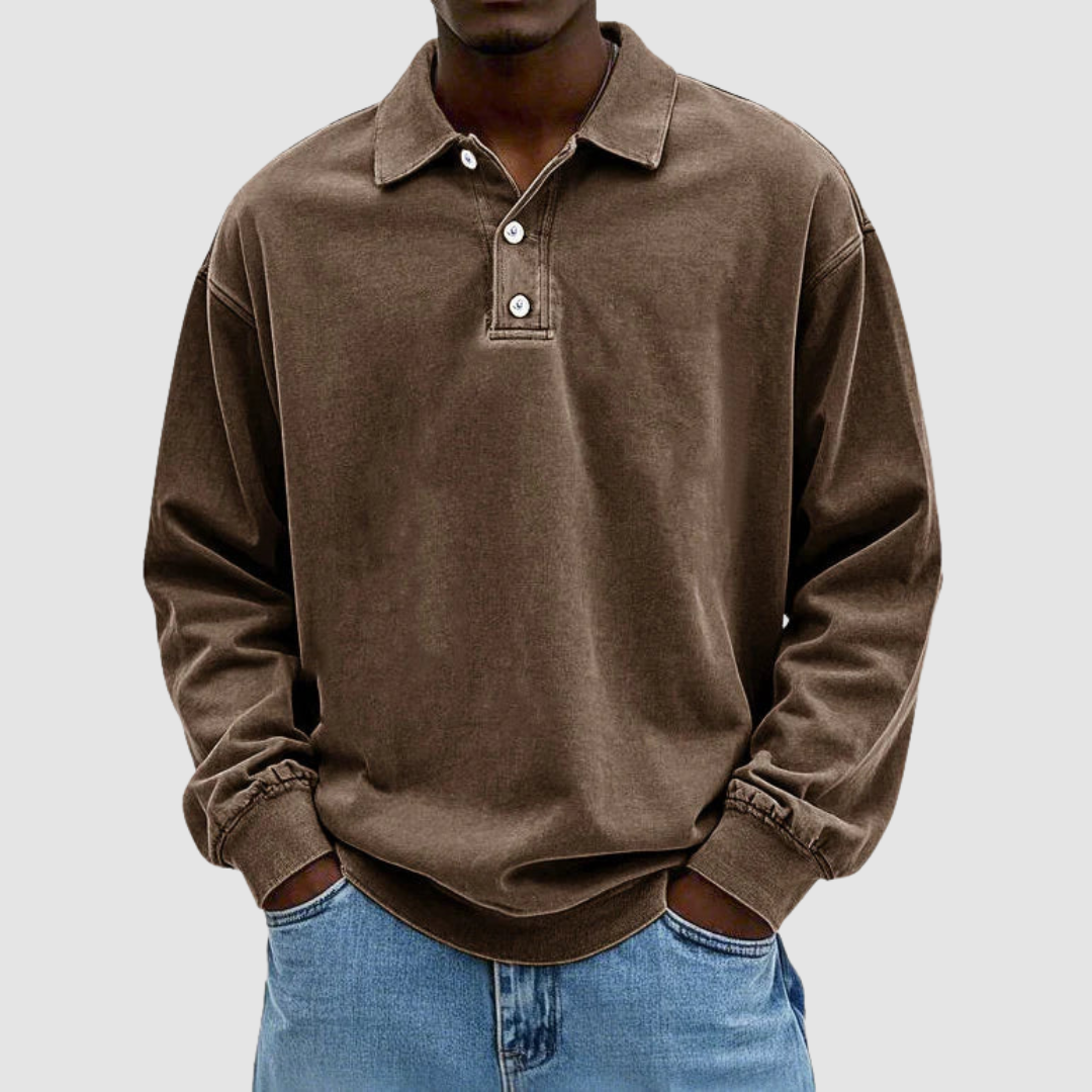 OLIVER | Long sleeve polo with vintage collar