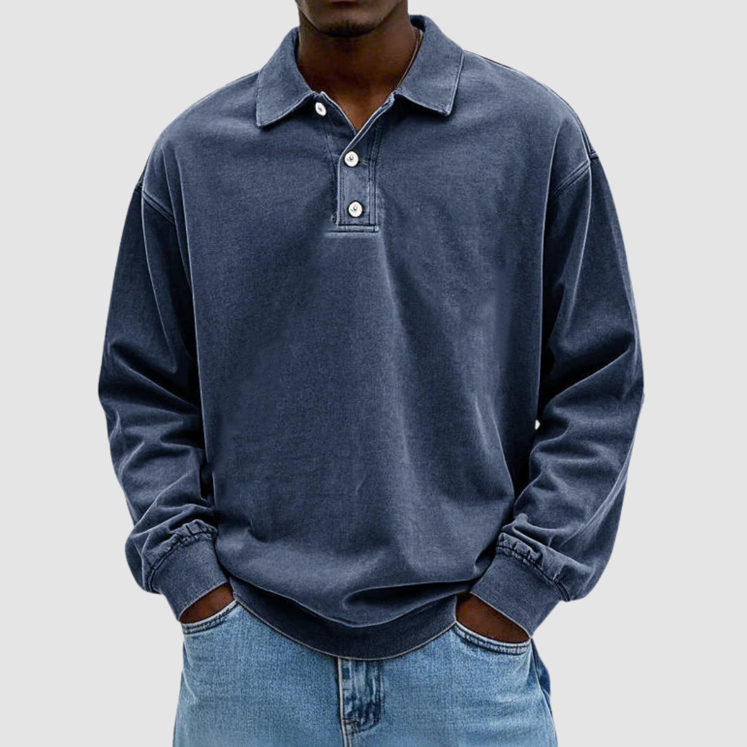 OLIVER | Long sleeve polo with vintage collar