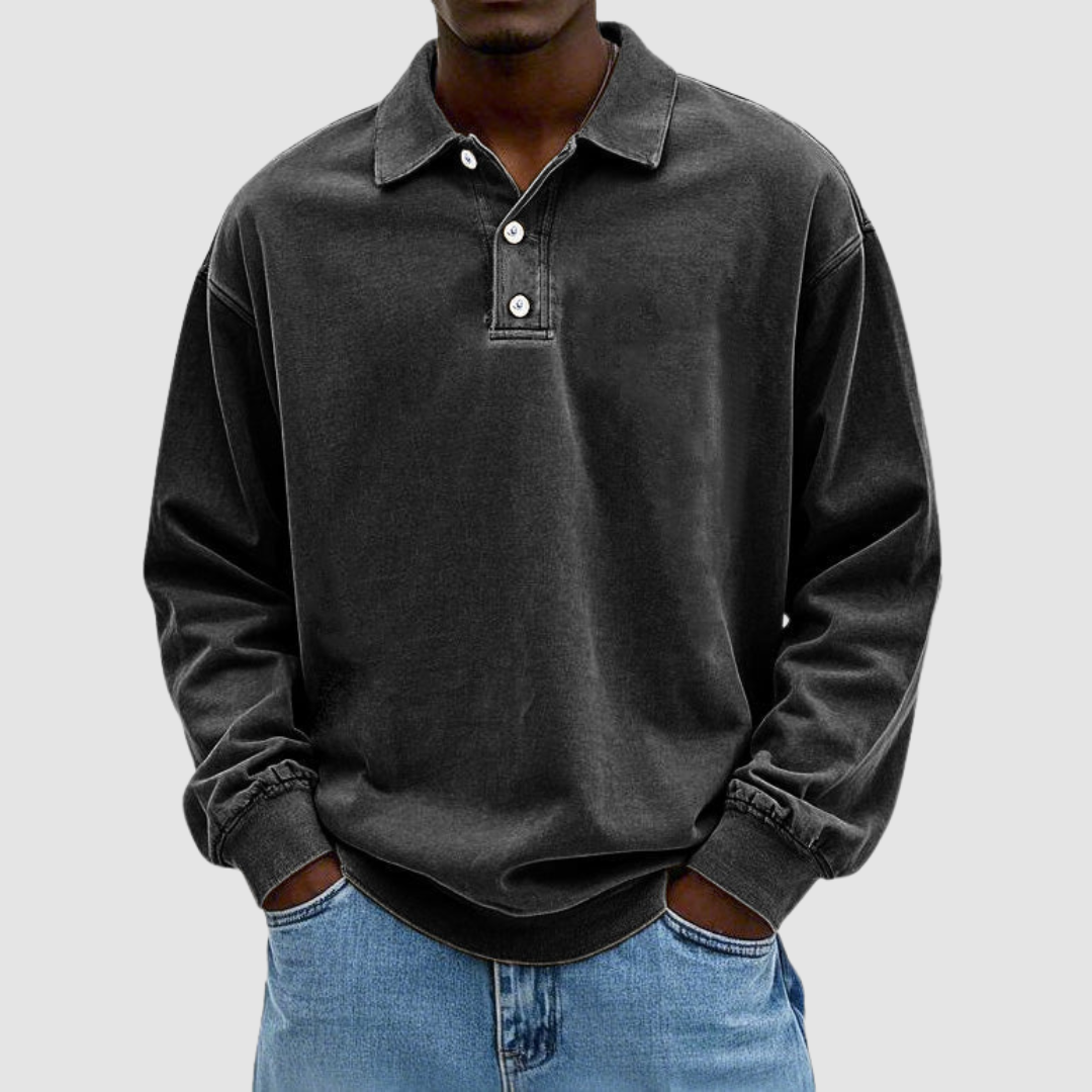 OLIVER | Long sleeve polo with vintage collar