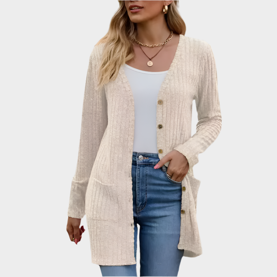 ABIGAIL | Longline cardigan with ribbed knit