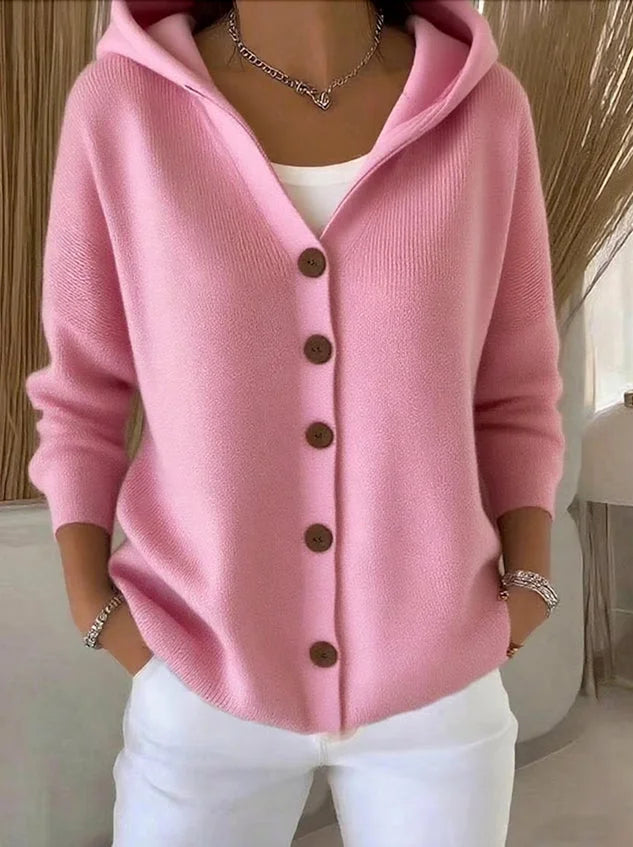 HANNAH | Hooded cardigan with button front