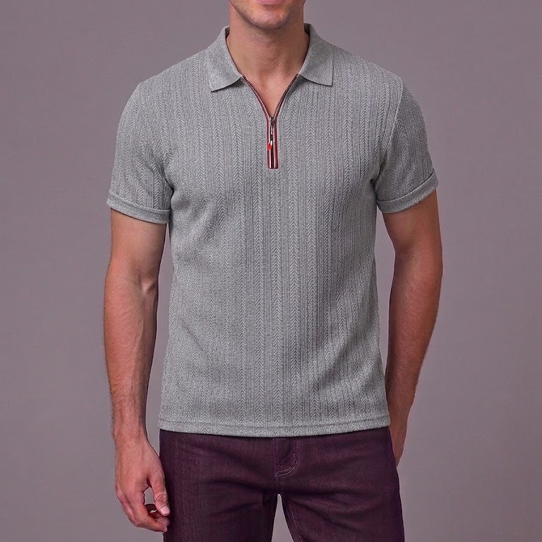 OLIVER | Polo with herringbone texture