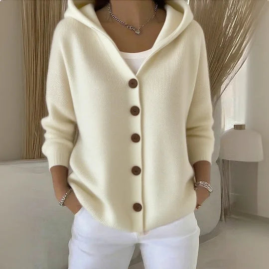 HANNAH | Hooded cardigan with button front