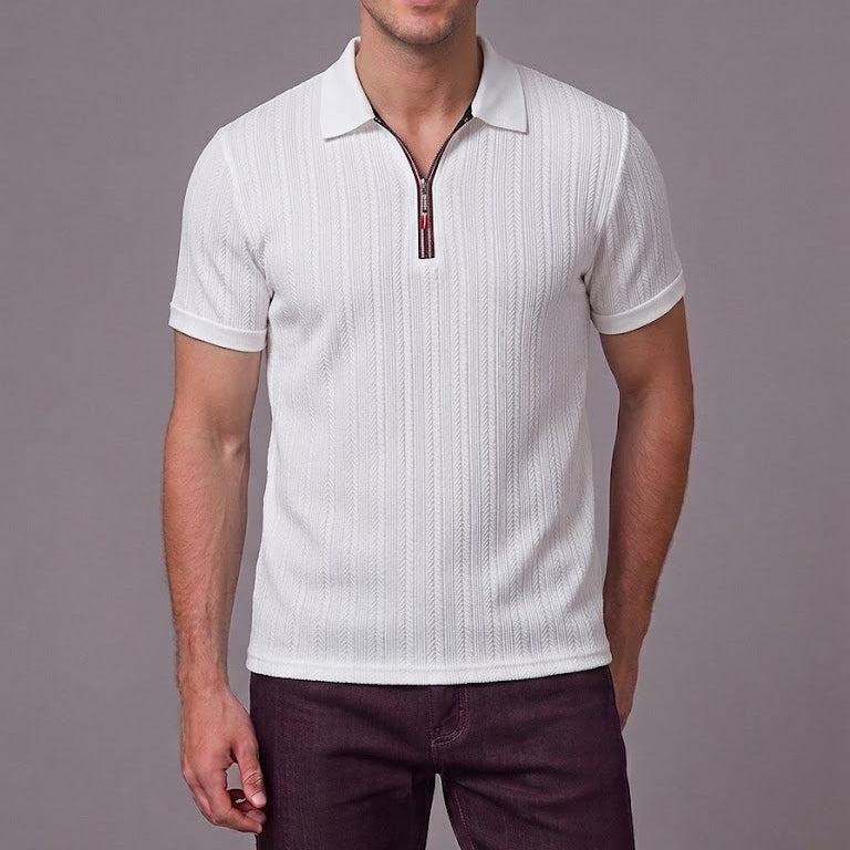 OLIVER | Polo with herringbone texture