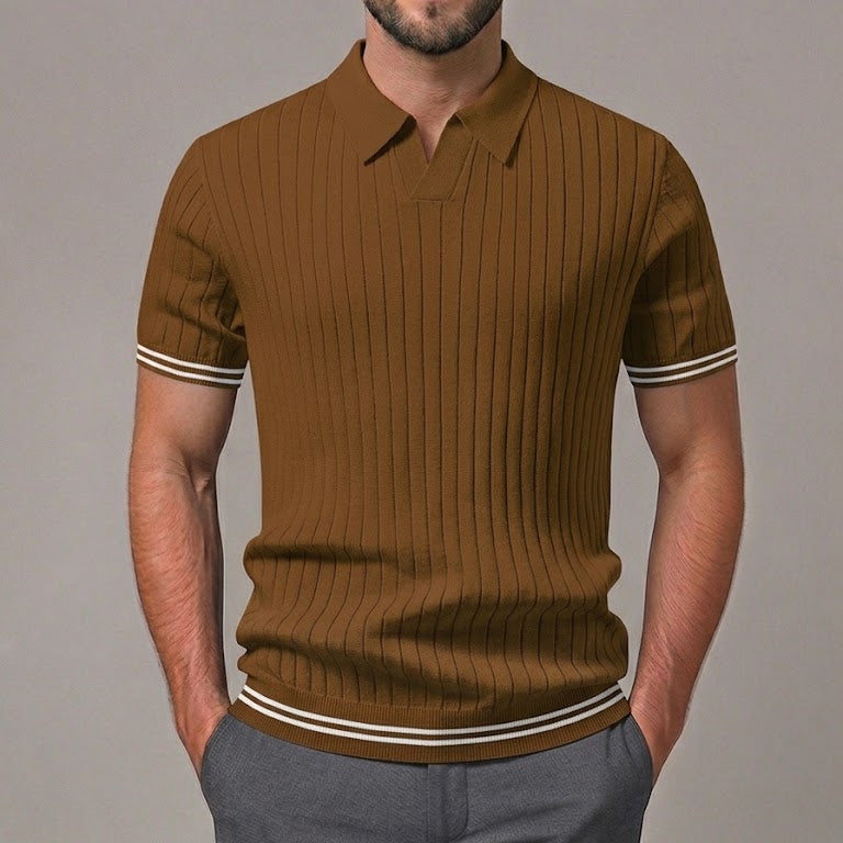 EZRA | Knit polo with Johnny collar