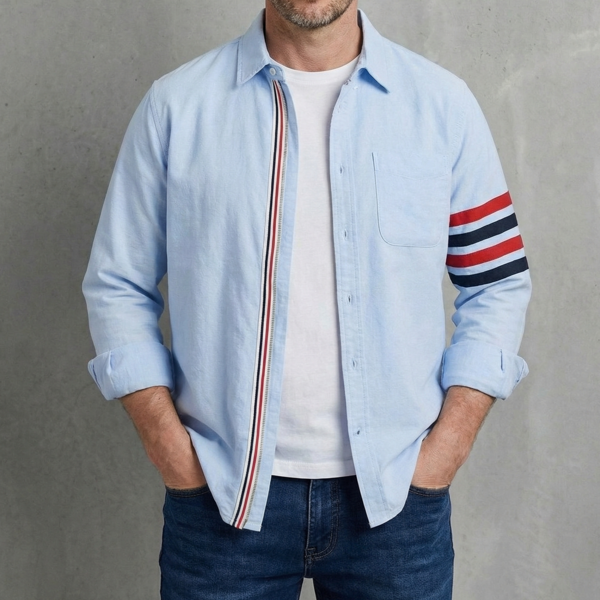 AUSTIN | Button-up shirt with stripe accents