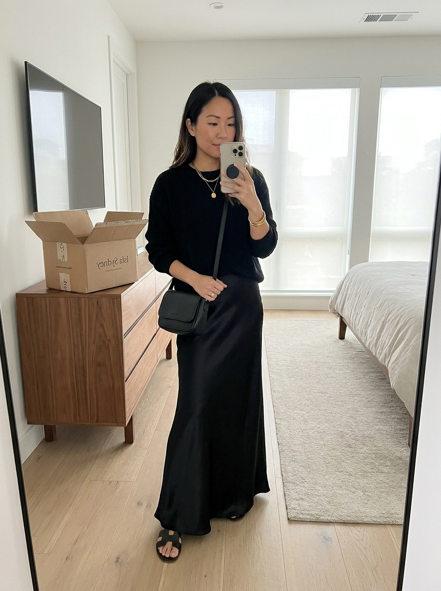 ISOLDE | Set with satin midi skirt