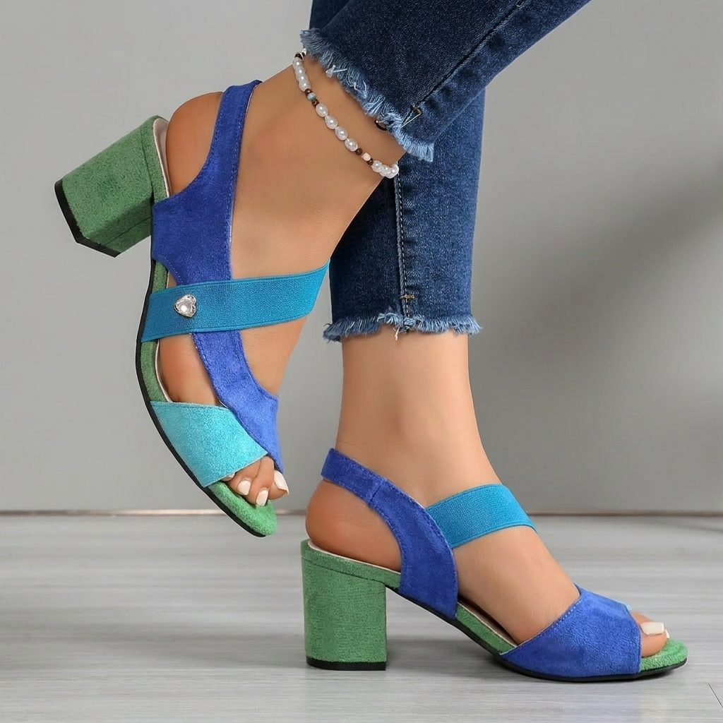AUBREY | Block heel sandals with cross strap