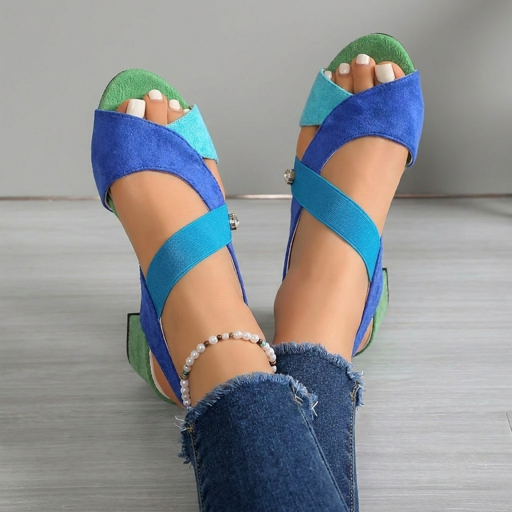 AUBREY | Block heel sandals with cross strap