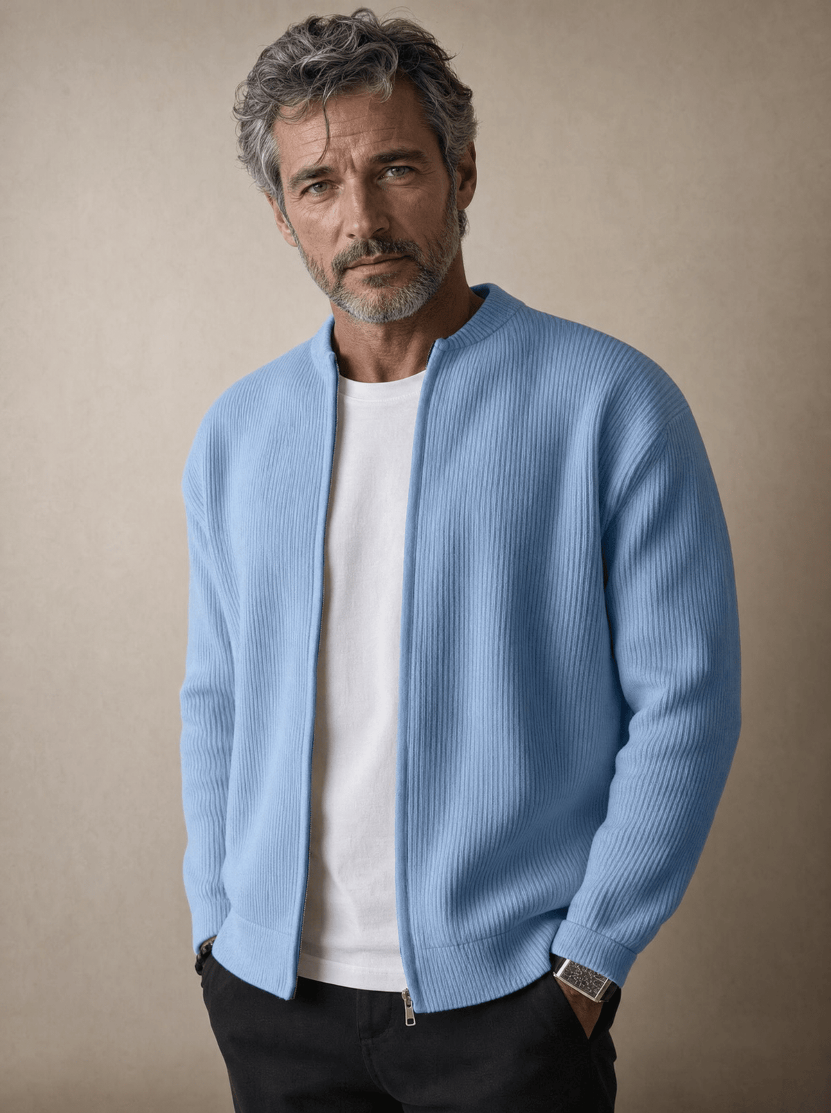 ANDRÉ FERRAN | Ribbed zip cardigan