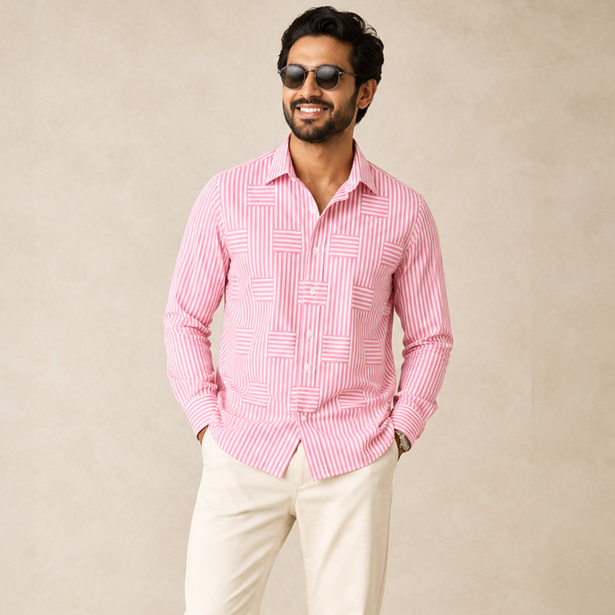 LIAM | Striped shirt with wrinkle-resistant finish