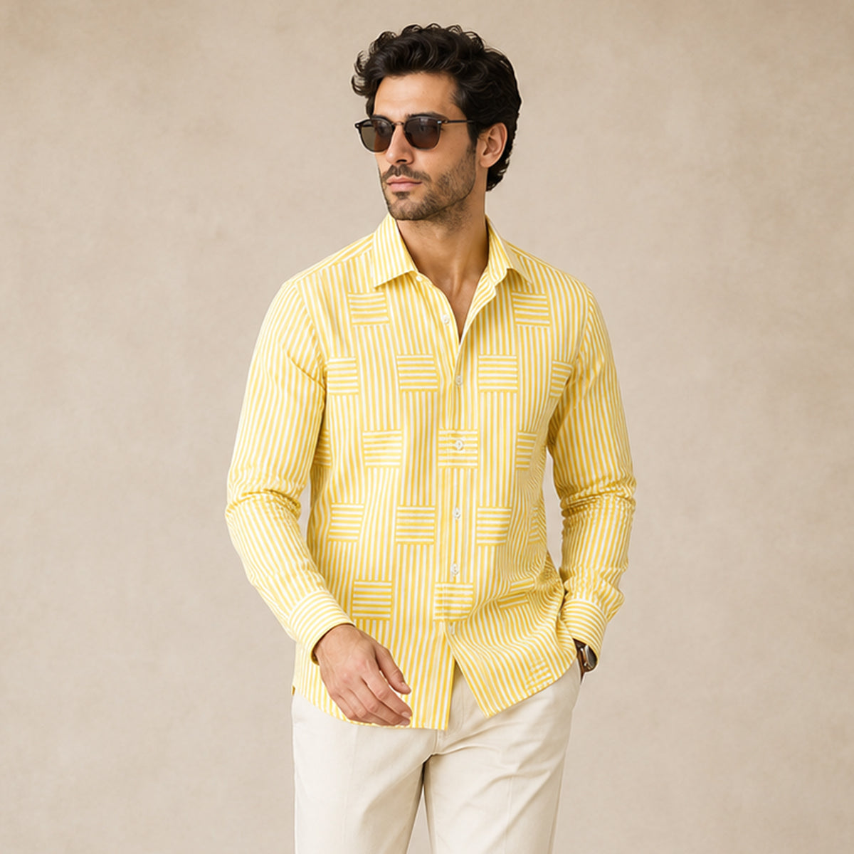 LIAM | Striped shirt with wrinkle-resistant finish