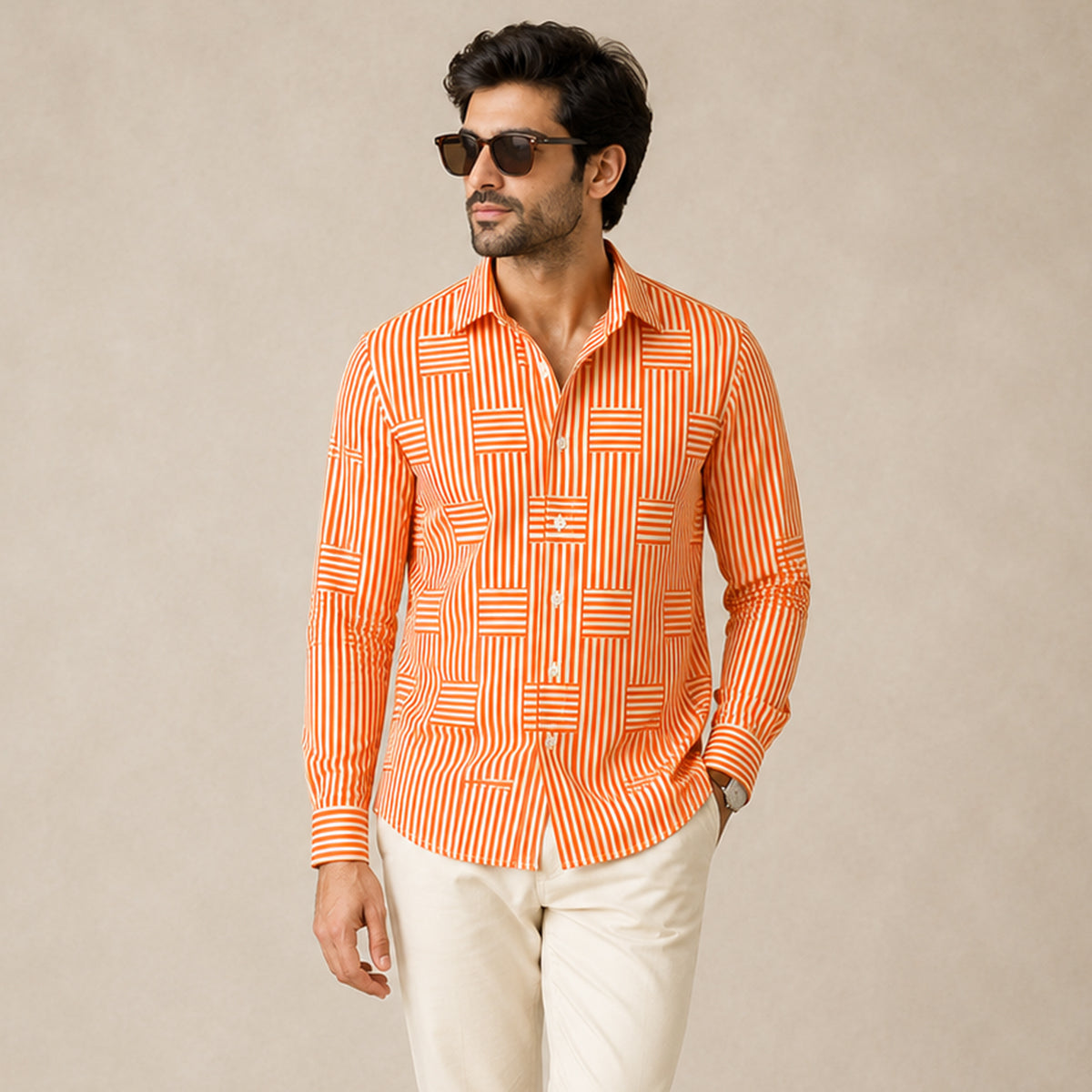 LIAM | Striped shirt with wrinkle-resistant finish