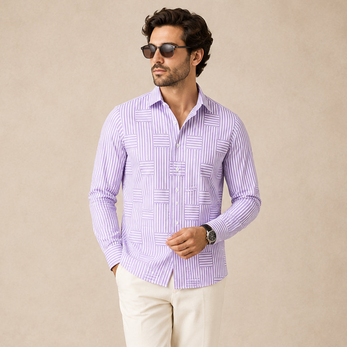 LIAM | Striped shirt with wrinkle-resistant finish