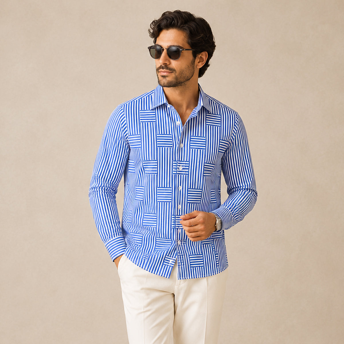 LIAM | Striped shirt with wrinkle-resistant finish