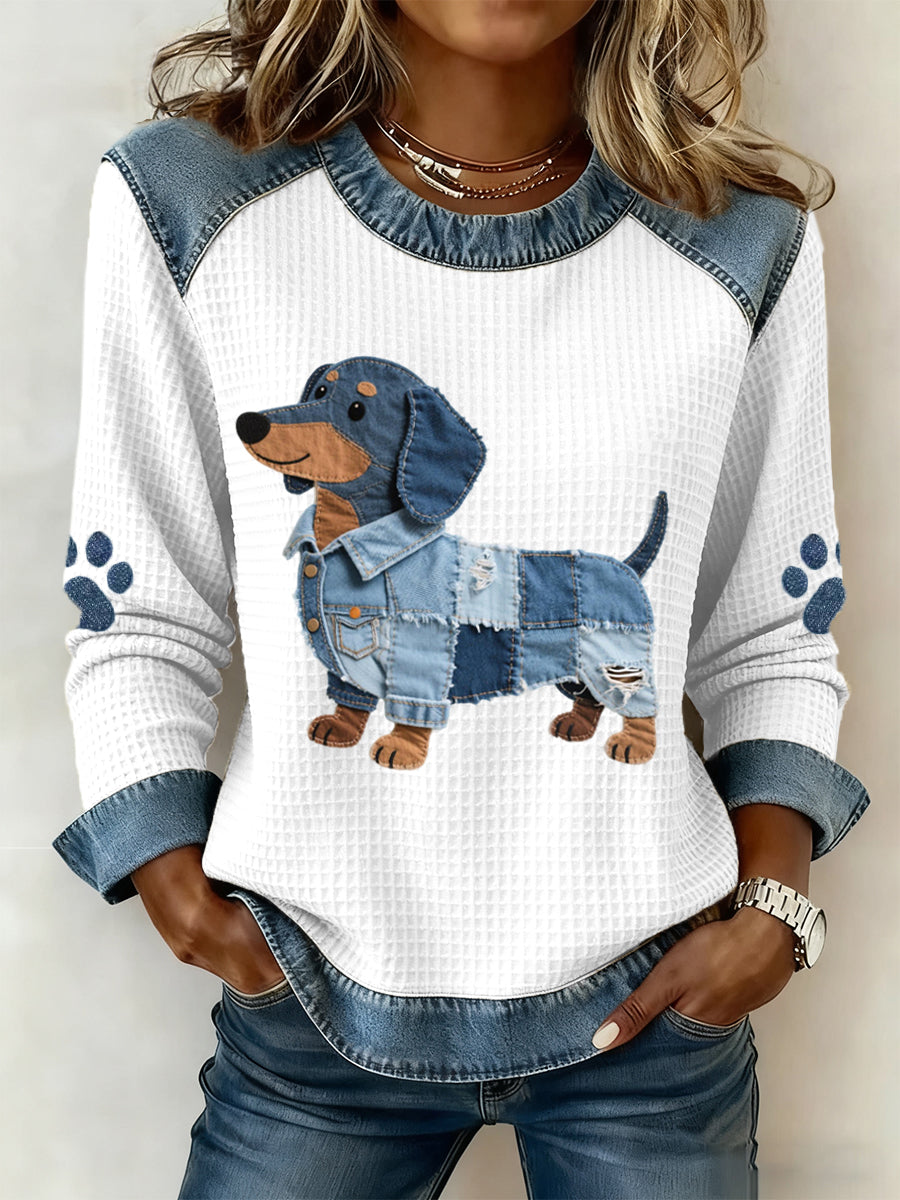 LILY | Sweater with dachshund appliqué
